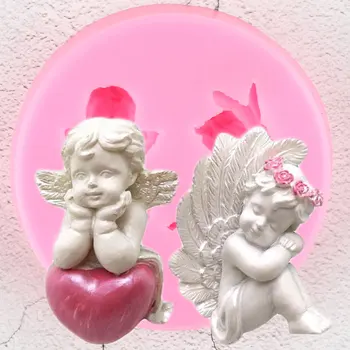 Amor Little Angel Silikónové Fondant Formy Dieťa Narodeniny Tortu Zdobenie Nástroje Mydlo Živice Čokoládové Cukrovinky Cupcake Vňaťou Plesne