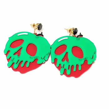KUGUYS Halloween Rock Jed Apple Visieť Náušnice pre Ženy Zelený Lebkový Teroristické Ovocie Akryl Príslušenstvo Šperky