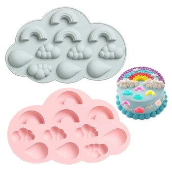 3D Rainbow Cloud Raindrop Silikónové Formy Tortu Hranice Fondant Plesne Zdobenie Nástroje Cupcake Vňaťou Čokoládové Cukrovinky Kuchyňa 0