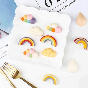 3D Rainbow Cloud Raindrop Silikónové Formy Tortu Hranice Fondant Plesne Zdobenie Nástroje Cupcake Vňaťou Čokoládové Cukrovinky Kuchyňa 3