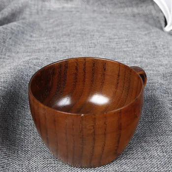 Drevené funkcie s držiakom hrnček drevené šálku kávy jednoduché ručné sklo drevený pohár 4