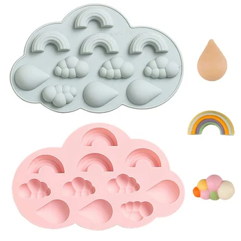 3D Rainbow Cloud Raindrop Silikónové Formy Tortu Hranice Fondant Plesne Zdobenie Nástroje Cupcake Vňaťou Čokoládové Cukrovinky Kuchyňa 4