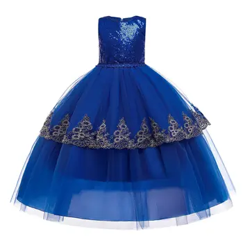 Kráľovská Modrá Flitrami Party Šaty Deti, Oblečenie Pre Deti Ples Svadobné Večer Bridesmaid, 4-14Years Svieži Kostýmy Teenager