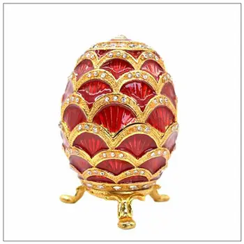 QIFU Dizajn Red Faberge Vajcia Tvar Šperky Trinket Box Plavidlá, Dekorácie, Darčeky
