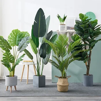 150 cm Veľké Umelé Palmy, Tropických Rastlín Pobočiek Plastové Falošné Listy Zelené Monstera Pre Domáce Záhrady Izba Office Dekor