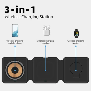 Magnetické Bezdrôtová Nabíjačka 3 v 1 Skladacia Nano Indukčnej Nabíjačky Stanica pre iPhone 13 14 Pro Max 12 11 8 Plus Airpods Samsung