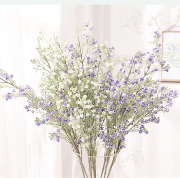 Luxusné babysbreath trávy, Plastové Umelé kvety domov, záhradné dekorácie, biela, falošný rastliny plante artificielle flores