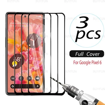 3ks Čierny Okraj Tvrdeného Skla Pre Google Pixel 6 6.4 palec Bezpečnosti Screen Protector Pre Google Pixel6 G9S9B16 Telefón Sklo Film