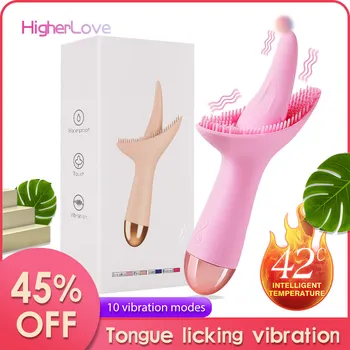 Jazyk Lízanie Klitorálny Vibrátor 10 Rýchlosť Pošvy G Mieste Stimulácia Masturbácia, Sexuálne Hračky pre Ženy Inteligentné Vykurovanie