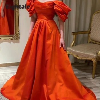 Eightale Večerné Šaty pre Svadobné Party Satin Ramena Krátke Rukávy Elegantné A-Line Ling Prom Šaty Celebrity Šaty
