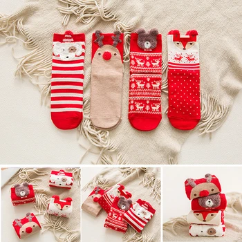 Zimné Vianočné Ponožky 1 Pár Žien Ponožky Bežné David Jeleň Bavlna Cartoon Udržať v Teple Roztomilé Lady Dievčenské Ponožky Vianočný Darček 2020