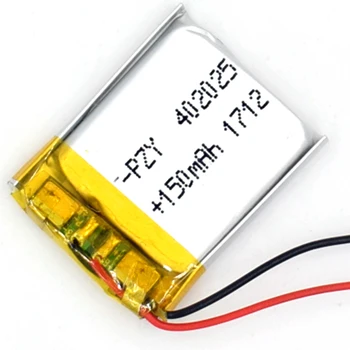 3.7 V, 150 mAh Li-Polymérová Nabíjateľná Batéria 402025 Po Li ion pre GPS, Bluetooth, MP3, MP4 042025