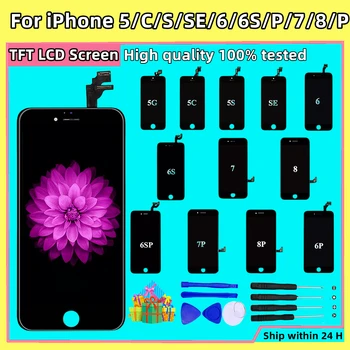 AAA+++Kvalitný LCD Displej Pre iPhone 6 7 8 Plus 6S Plus Dotykový Displej Digitalizátorom. Montáž Výmena Za iPhone 5 5S SE S Darček