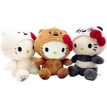 10 CM Kawaii Anime Plyšové Hračky Luk Kitty KT COS medveď Hnedý, Biely medveď Panda Roztomilé Mäkké, Vypchaté Bábika Prívesok Hračka pre Deti Darček
