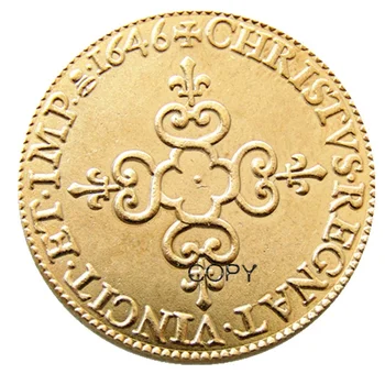 Francúzsko 1646 1648 Louis XIV - Ecu d Pozlátené Mince