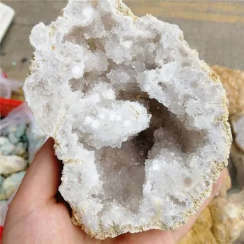 600-700g Veľké Prírodné Achát Geode Liečivý Kryštál Geode Crystal Druzy Pre Home Decor