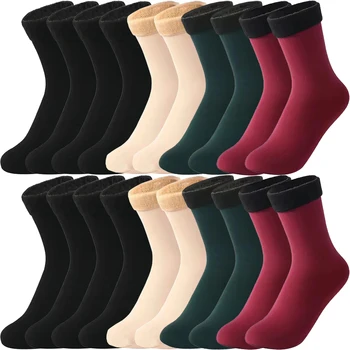 V Zime Teplé Zahustiť Tepelnej Ponožky Ženy Bežné Pevné Farba Vlny Cashmere Dámy Sneh Topánky Velvet Domov Poschodí Ponožka 0