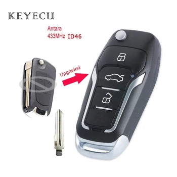 Keyecu Inovované Flip Diaľkové Auto príveskom 2 3 Tlačidlo 433MHz ID46 Čip pre Opel Antara Uncut HU46 Čepeľ