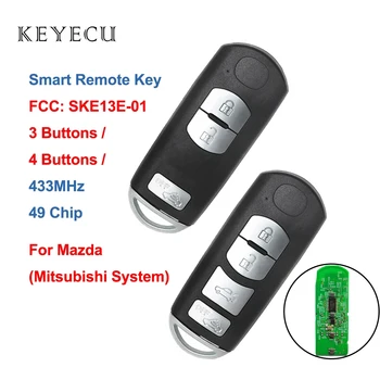 Keyecu Smart Remote Auto príveskom 3 4 Tlačidlá 433MHz s 49 Čip pre Mazda (Mitsubishi Systém) 6 3 MX-5 CX-3 CX-5 CX-7, SKE13E-01