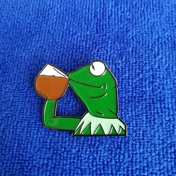 Kermit Smalt Klopě Pin Tlačidlo Roztomilé Mäkké Smalt Pin Internet Meme