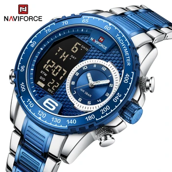 NAVIFORCE 2022 Nový Dizajn Mužov LCD Displej náramkové hodinky Luxusné Hodinky pre Mužov Svetelný Nepremokavé Oceľové Hodinky Japonsko Movment 0