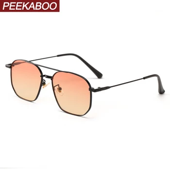 Peekaboo muž štvorcový rám sunglasess pre ženy uv400 2022 kovový rám farebné módne okuliare pre mužov dvojitý most 0