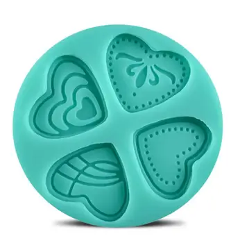 4 Štýly 3D Silikónové Srdce Milujúci Tvarované Formy na Pečenie Fondant Tortu Nástroj na Čokoládové Cookies, Pečivo, Formy na Mydlo