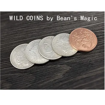 WILD MINCÍ Bean ' s Magic FISM HOT Štyri Strieborné Mince Otočte Medi Kúzla Maiga Kúzelník zblízka Ilúzie Trik Zábava 0