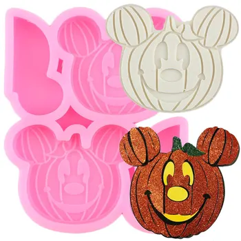 Disney Halloween Tekvica Slamy Vňaťou Silikónové Formy Mickey Keychain Epoxidové Živice Formy DIY Jelly Candy Čokoládový Fondant Formy