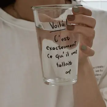 Sklenený Pohár Vizuálny Efekt Celej Skóre Vlog Streľba Jednoduché Francúzsky List Mlieko Pohár Šálku Kávy Veľkú Kapacitu Hrnček