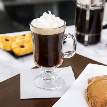 Šálku kávy 250ml-285ml Írska káva latte pohár Šťavy, smoothie pohár Mlieka šálku čaju Naklonené s rukoväť Jeden transparentné sklo