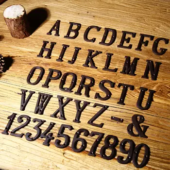 Kovové Písmená, Čísla, písma, aby Z 0 na 9 liatinové Dekorácie Dom Prihlásiť Doorplate DIY Cafe Stena krásna patina Symbol