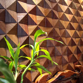 3D Trojuholník Masívneho Dreva Mozaikové Dlaždice Wall Art Decor Akustické Difúzor Panel Drevenú Stenu, Nálepky na Obývacia Izba, TV joj