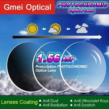 Gmei Optické 1.56 Index Photochromic Šošovky Jedného Vízia Predpis Optických Okuliarov Šošovky Rýchlo Zmena Farby Výkon 0