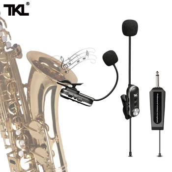 UHF Bezdrôtová Saxofón Mikrofón Systém Wireless Dual Vysielač, Prijímač Klip na Hudobné Nástroje pre Saxofón Trúba