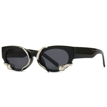 Nový Luxusný Cat Eye Slnečné Okuliare Žena Módnej Značky Dizajnér Slnečné Okuliare Žena Čierna Retro Malé Rám Zrkadla Gafas De Sol