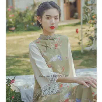 2022 elegantné party šaty čínske tradičné šaty vestidso cheongsam elegantná kvetina tlače party šaty orientálne šaty qipao
