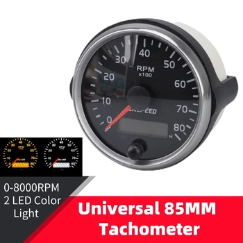 85MM Tachometra 0-8000RPM 12V/24V Tacho Meter Žltá/Biela Svetlo RPM Rozchod S LCD Hourmeter Pre Benzín Benzín, Čln Car Morské 0