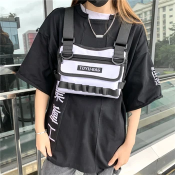 Nové Funkčné Taktické Hrudníka Rig Taška Unisex Móda Nylon Bullet Hip Hop Vesta Streetwear Tašky Pás Pack Ženy Bežné Hrudníka Taška