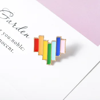 cartoon farby v tvare srdca lásku rainbow smalt brošňa vlastné zliatiny odznak oblečenie taška roztomilé sladké príslušenstvo žena šperky darček