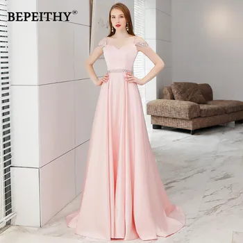 Jednoduché, Ale Elegantné Dlhé Večerné Šaty Crystal Blet Vestido De Festa 2021 Nový Príchod Vintage Prom Šaty Dlhé