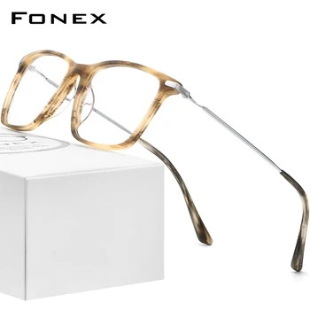 FONEX Titán Optické Okuliare, Rám Mužov 2021 Retro Námestie Predpis Okuliare Ženy Krátkozrakosť Acetát Predstavenie Okuliare F85668