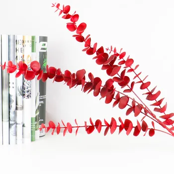 5 Vidličky Mäkkej Gumy Eukalyptu Peniaze Leaf Umelé Falošné Kvet Nordic Svadobné Sieň Dekorácie Usporiadanie Zelené Rastliny, Dekor
