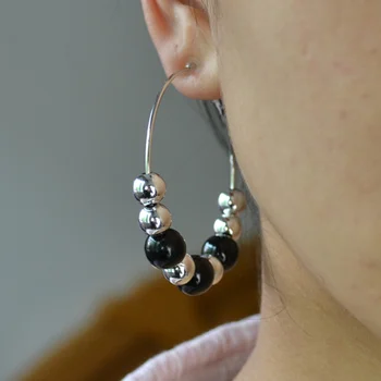 Klip na ucho Náušnice pre ženy s vankúš pad bez piercing Módne šperky Veľký kruh Multicolor korálkové Dámske náušnice 0