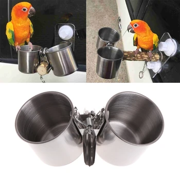 Vták Feeder Cup s Objímkou z Nehrdzavejúcej Ocele Kŕmenie Misky na Jedlo a Vodu, Misku pre Africké Papagáje Sivé Budgies Papagáje