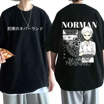 Japonsko, Anime Zasľúbenej krajiny nekrajiny T Shirt Mužov Letné Topy Manga Emma Norman Ray Obojstranný Grafické T-shirt Nadrozmerné Unisex