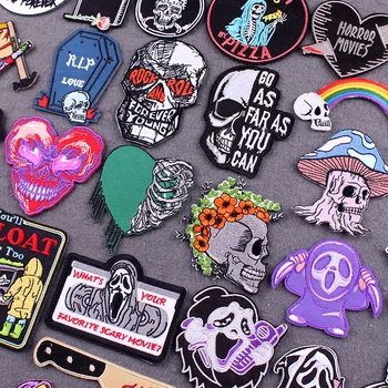 Punk Lebky Žehlička Na Škvrny Na Oblečení Nálepky DIY Horor Odznaky Na Batoh Ghost Pruhy Výšivky Patch Na Bunda Dekor