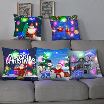 45 cm LED svetlá happy Christmas vankúš rukáv poháre kryt dekoratívny vankúš šťastný Nový Rok 2023 miestnosti dekorácie