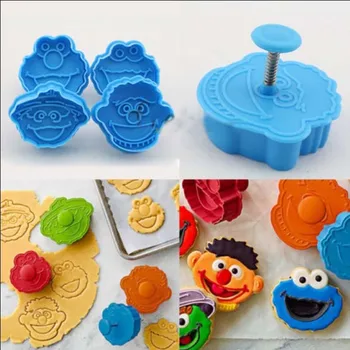 4Pcs/súbor Cookie Frézy Fondant Fréza Plastová Muppet Tvar Cookie Formy DIY Fondant Zdobenie Pečiva, Pečenie, Varenie Nástroje