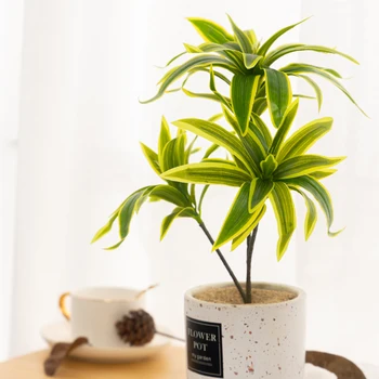 36 cm Tropické Umelé Bonsai Rastliny Skutočný Dotyk Magnolia Listy Zelené Rastliny, Konáre Falošné Plastové Strom Lístie Pre Home Decor